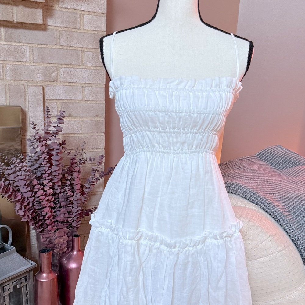 A Loves A Smocked Babydoll Mini Dress - White - Picture 7 of 9